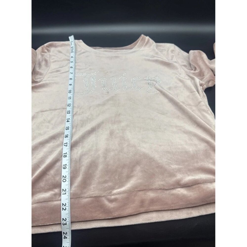 Juicy Couture Embellished Velour Sleep Lounge Wear Long Sleeve Top Sz L Cozy - Picture 8 of 9